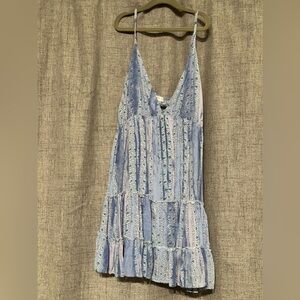 Blue Patterned Sleeveless Dress